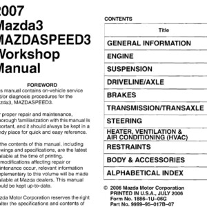 Mazda 3 Mazdaspeed 3 2007 Workshop Manual