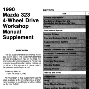 Mazda 323 4 Wheel Drive Workshop Manual Supplement