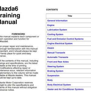 Mazda 6 2002 Training Manual