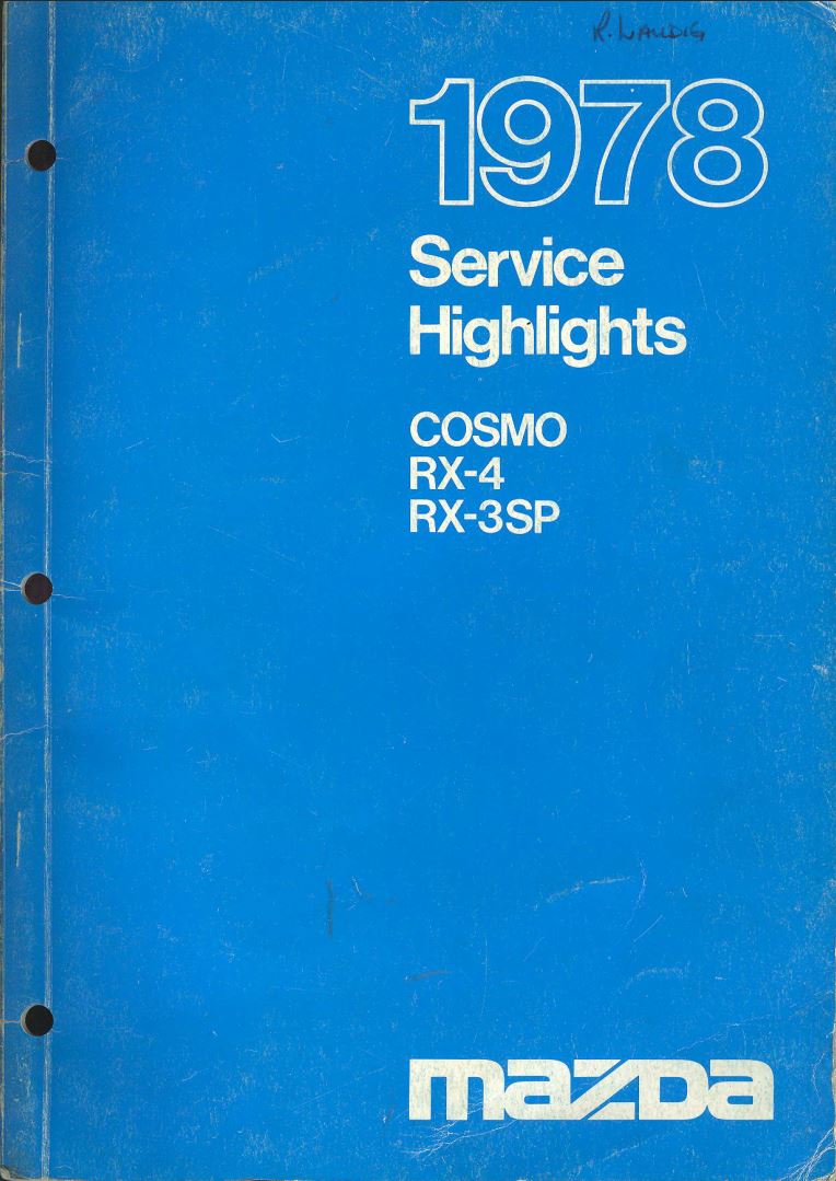 Mazda Cosmo 1978 Service Highlights Manual