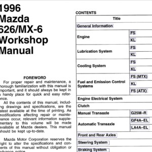 Mazda MX-6 626 1996 Workshop Manual