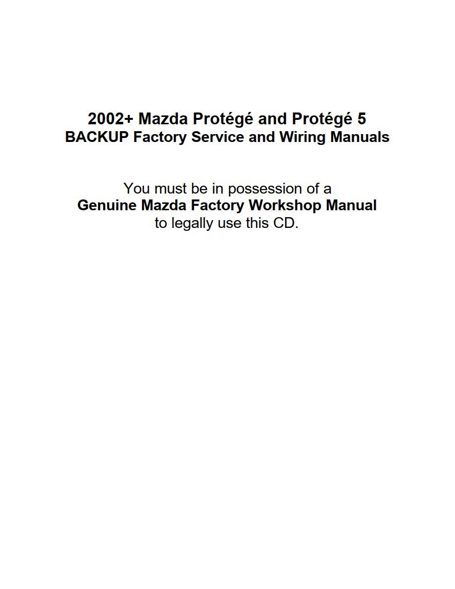 Mazda Protege5 2002 Workshop Service Repair Manual