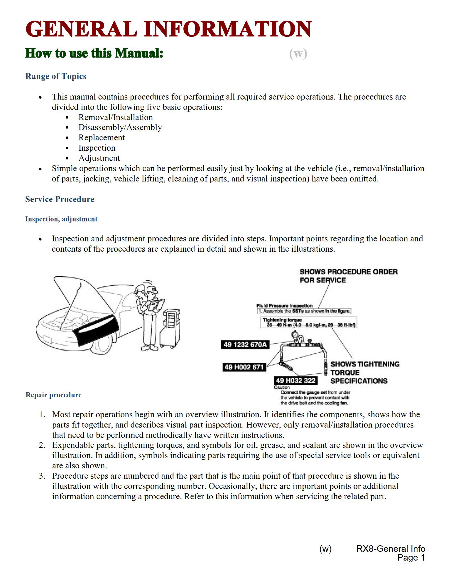 Mazda RX-8 Service and Repair Manual
