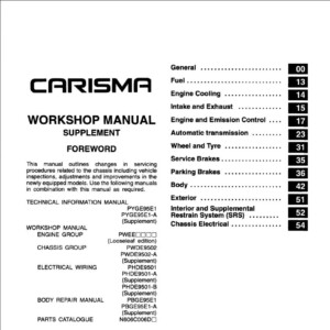 Mitsubishi Carisma 1998 Workshop Manual