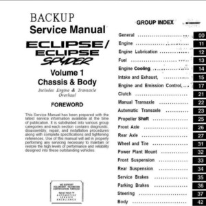 Mitsubishi Eclipse & Spyder 1990 - 1998 Service Repair Manual
