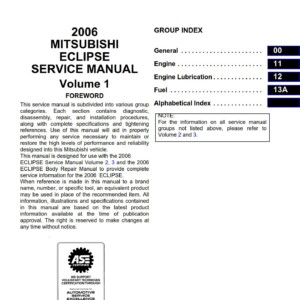 Mitsubishi Eclipse Spyder 2006 Service Repair Manual