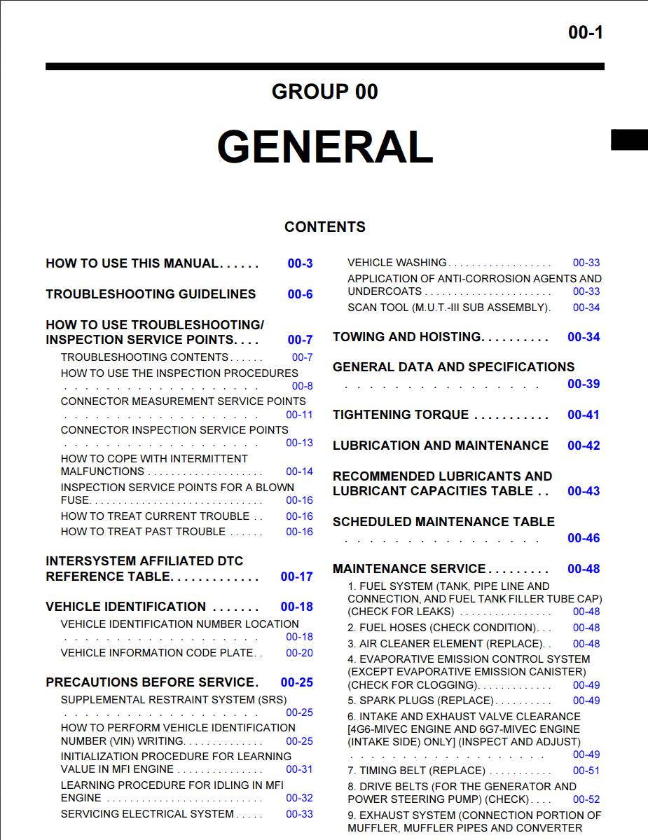 2004 MITSUBISHI Galant Technical Information & Body Repair Service Shop Manual 