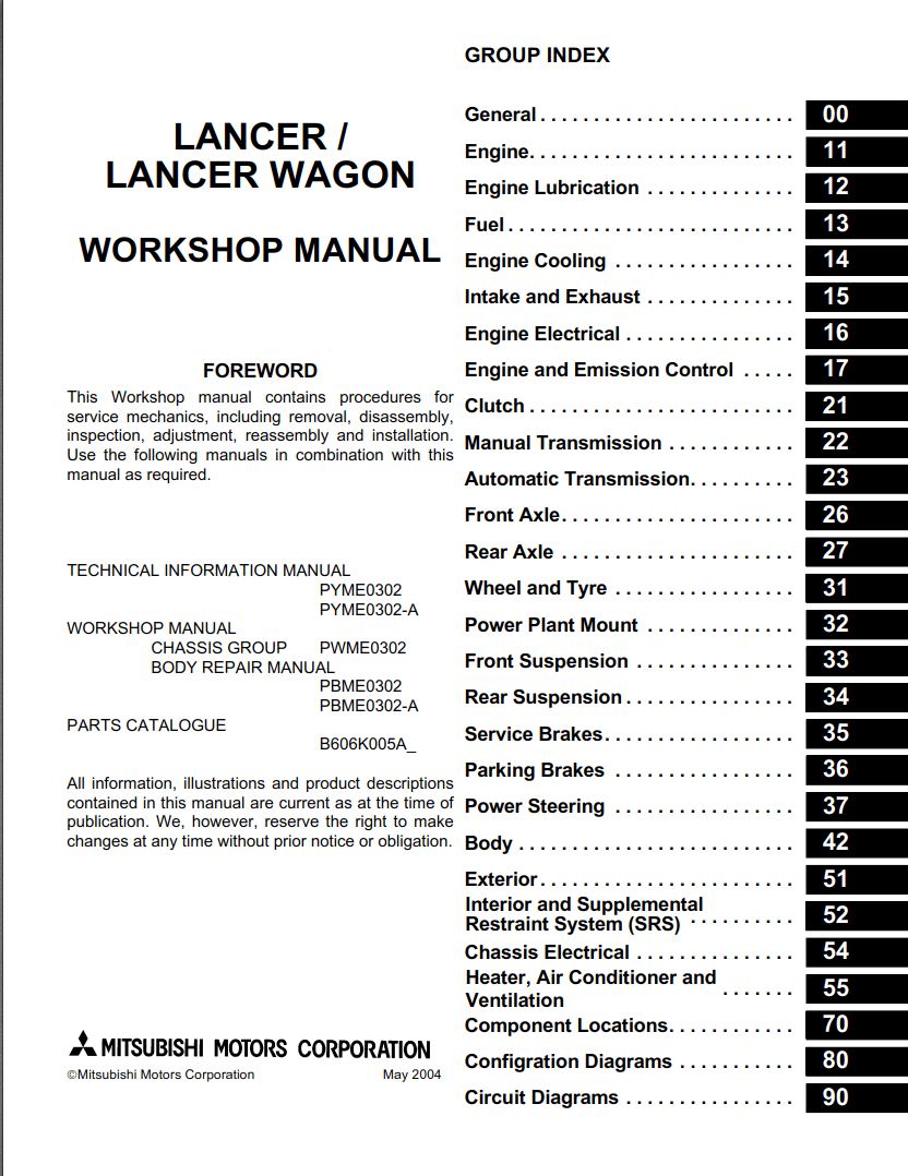 PDF ONLINE Mitsubishi Lancer 2005 Manual PDF
