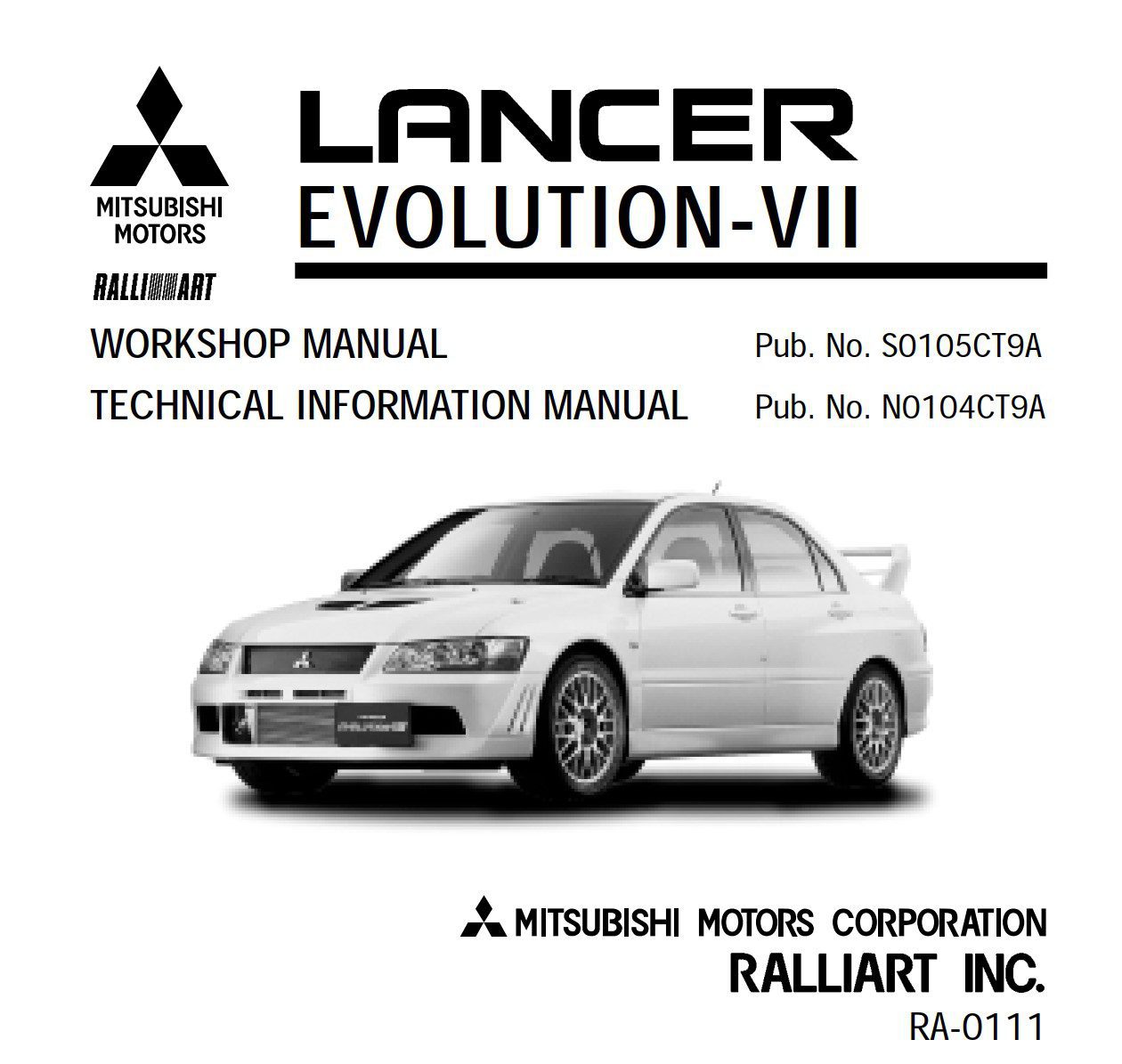Mitsubishi Lancer Evolution 7 VII WORKSHOP MANUAL