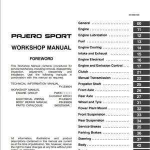 Mitsubishi Pajero Sport 1999 Workshop Manual
