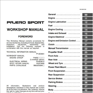 Mitsubishi Pajero Sport Workshop Manual