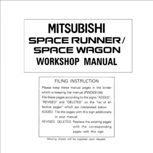 Mitsubishi Space Runner Space Wagon 1992 - 1997 Workshop Repair Manual
