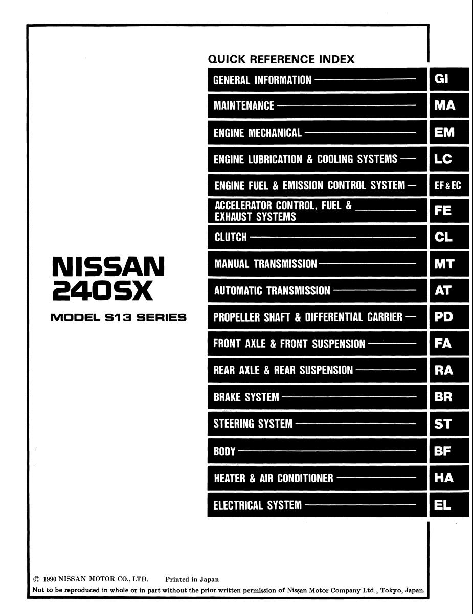 Nissan 200SX S13 1991 Service Manual