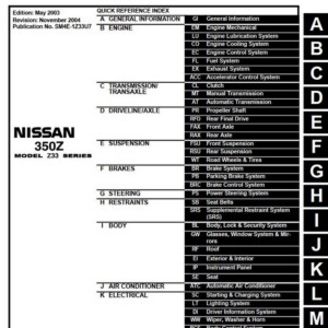 NISSAN 350Z MODEL Z33 SERIES 2004 SERVICE MANUAL (SM4E-1Z33U7)