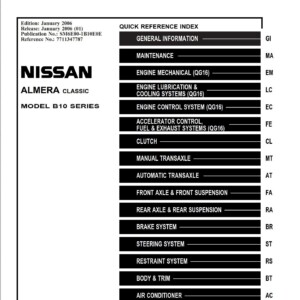 Nissan Almera Classic B10 Series Workshop Repair Manual