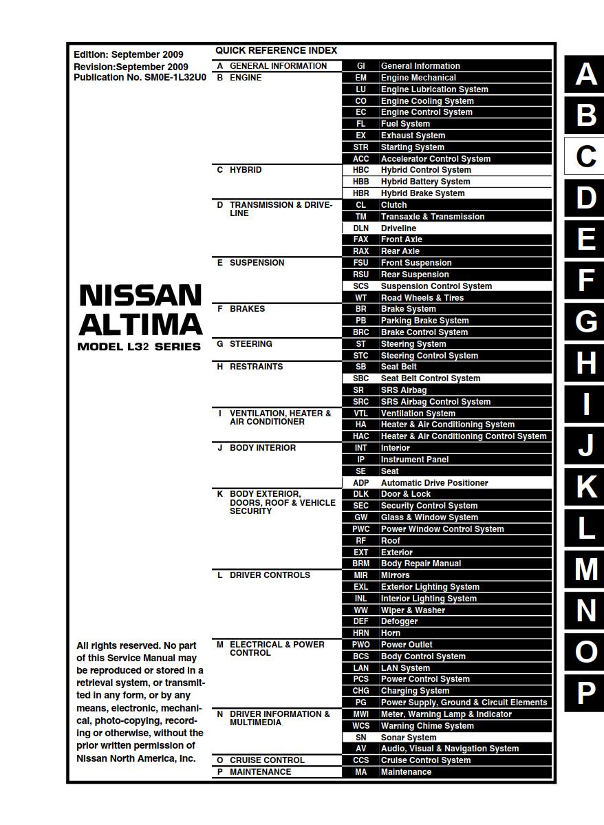 Nissan Altima 2010 Service Repair Manual