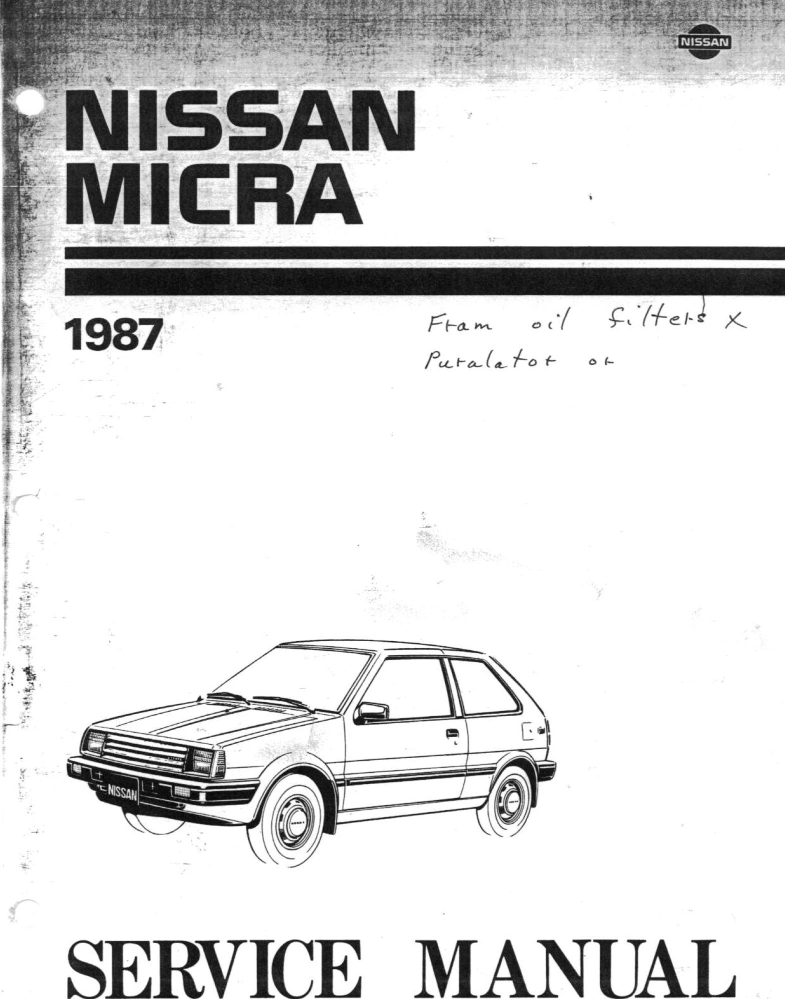 Nissan Micra 1987 Service Manual SM7E-0K10C0