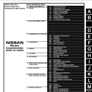 Nissan Murano Cross Cabriolet 2011 Service Repair Manual