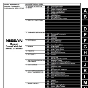 Nissan Murano Cross Cabriolet 2012 Service Repair Manual