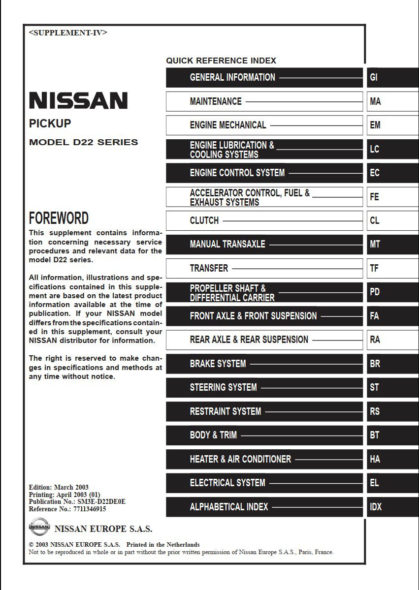 Nissan Pickup D22 series 2003 Repair Manual - PDF for FREE