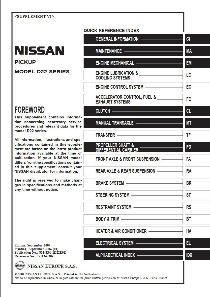 Nissan Pickup D22 series 2004 Repair Manual - PDF for FREE