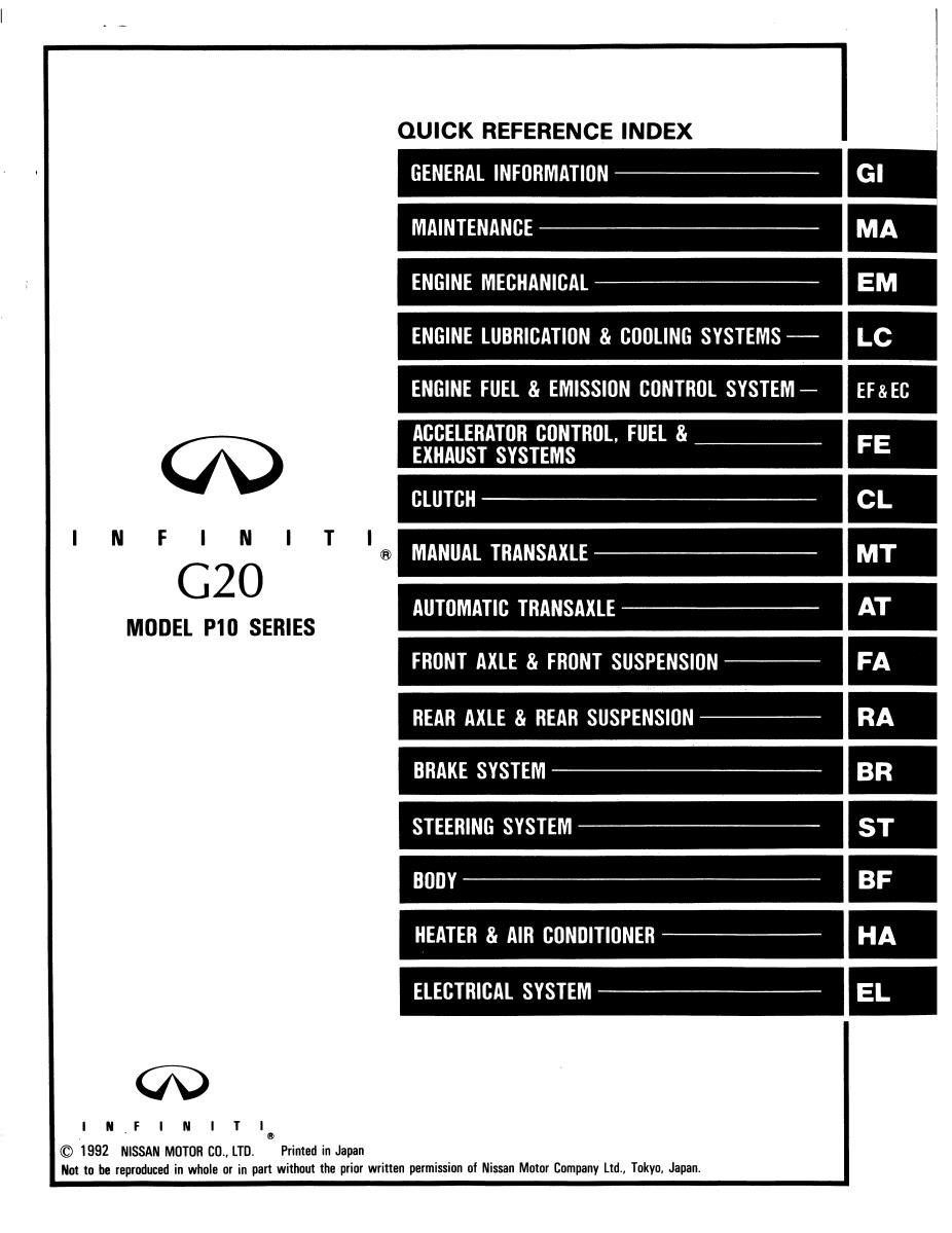 Nissan Primera P10 1993 Service Repair Manual