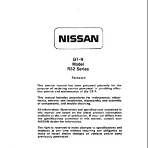 Nissan Skyline Gt-r R32 1989-1994 Service Manual