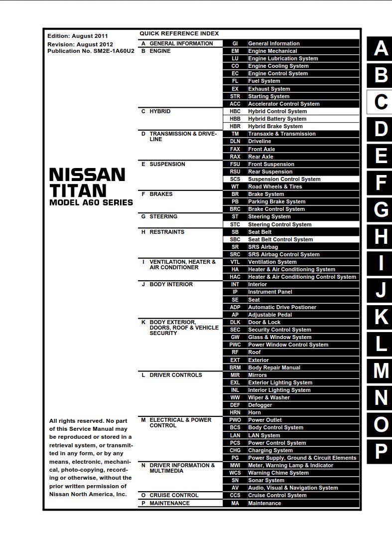 Nissan Titan 2012 Factory Service Manual