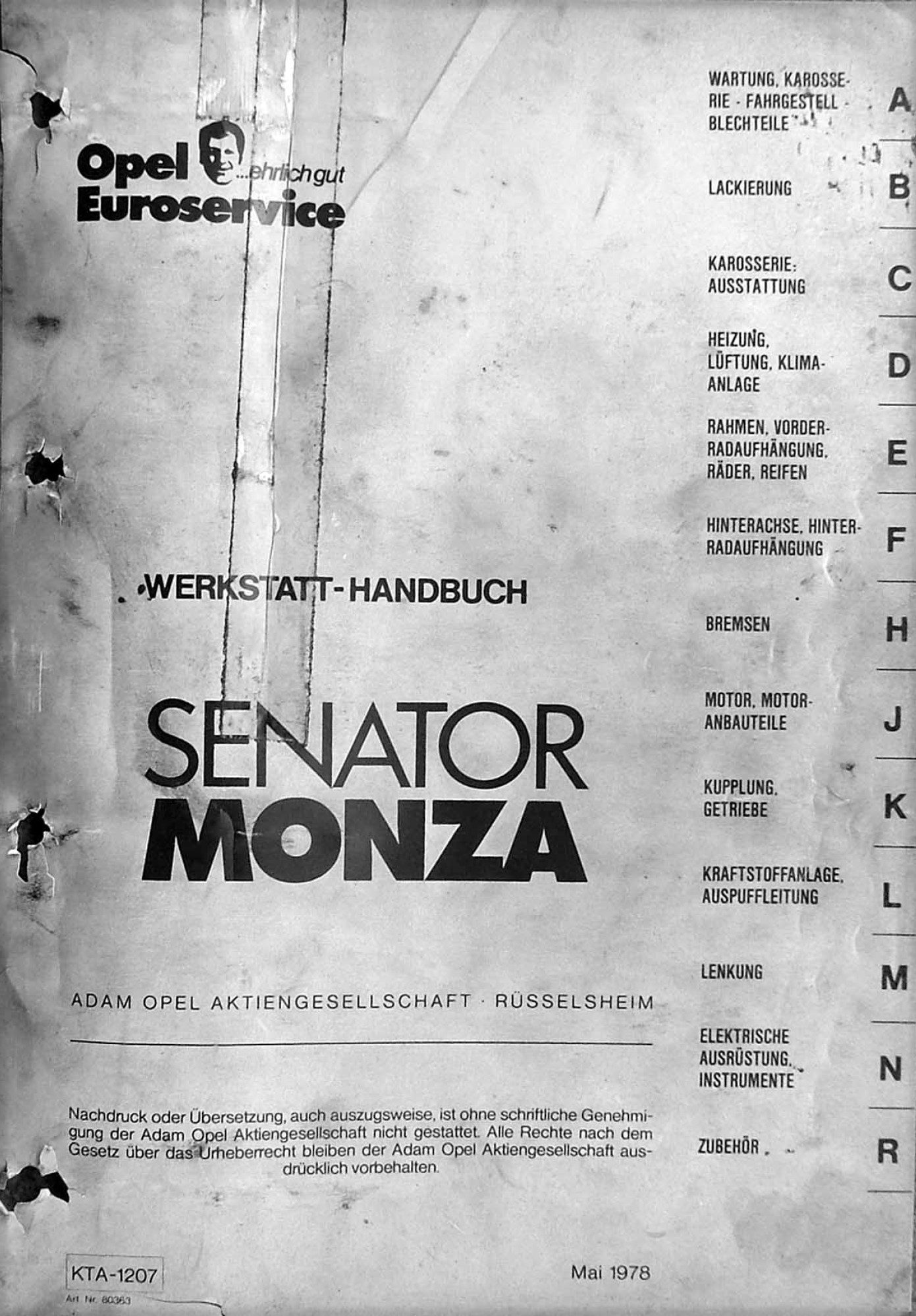 Opel Senator Monza Werkstatthandbuch