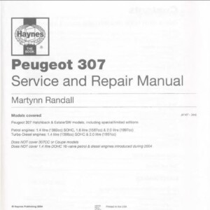 Peugeot 307 2001 - 2008 Haynes Workshop Manual