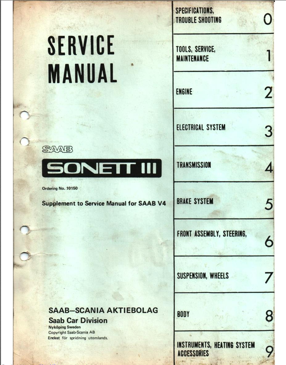 Saab Sonett III Repair Manual
