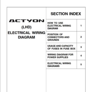 SsangYong Actyon and Actyon Sport Service Manual Electrical Wiring Diagram