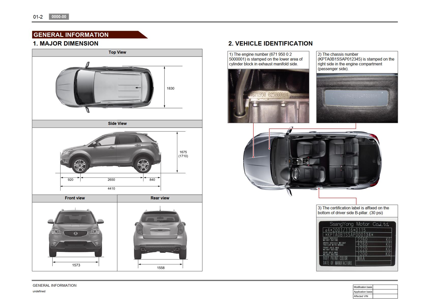 SsangYong Korando C C200 2010.10 Service Manual Wiring Diagram