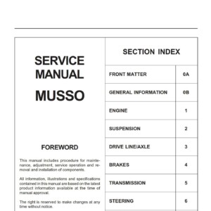 SsangYong Musso Electrical Wiring Diagram Service Manual