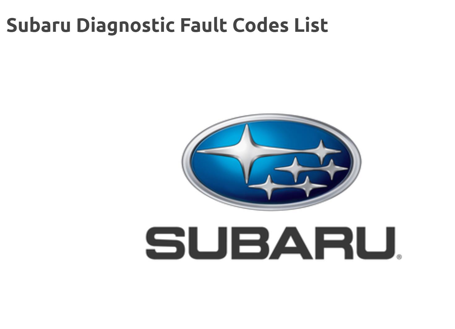 Subaru Diagnostic Trouble Codes – PDF Download