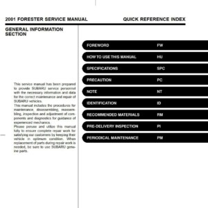 Subaru Forester 2001 Service Repair Manual