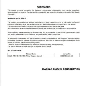 Suzuki Ignis rm413 Service Manual