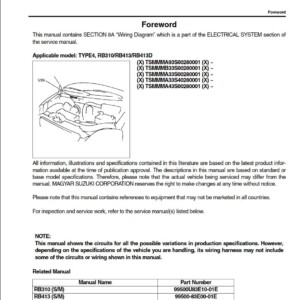Suzuki Wagon R+ RB310 RB413 RB413D Wiring Diagrams 99512U83E40-669