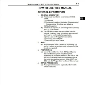 Toyota Avalon 2006 Service Repair Manual