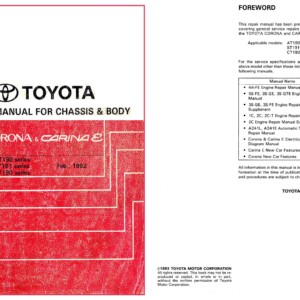 Toyota Carina Corona Repair Manual For Chassis and Body