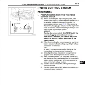 Toyota Prius 2003 - 2006 Workshop Repair Manual