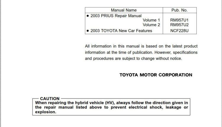 Toyota Prius - ProCarManuals.com