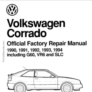 Volkswagen Corrado 1990 -1994 including G60, VR6 and SLC Official Factory Repair Manual