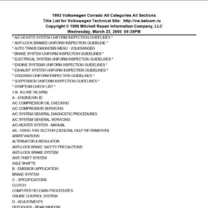 Volkswagen Corrado 1993 Repair Manual