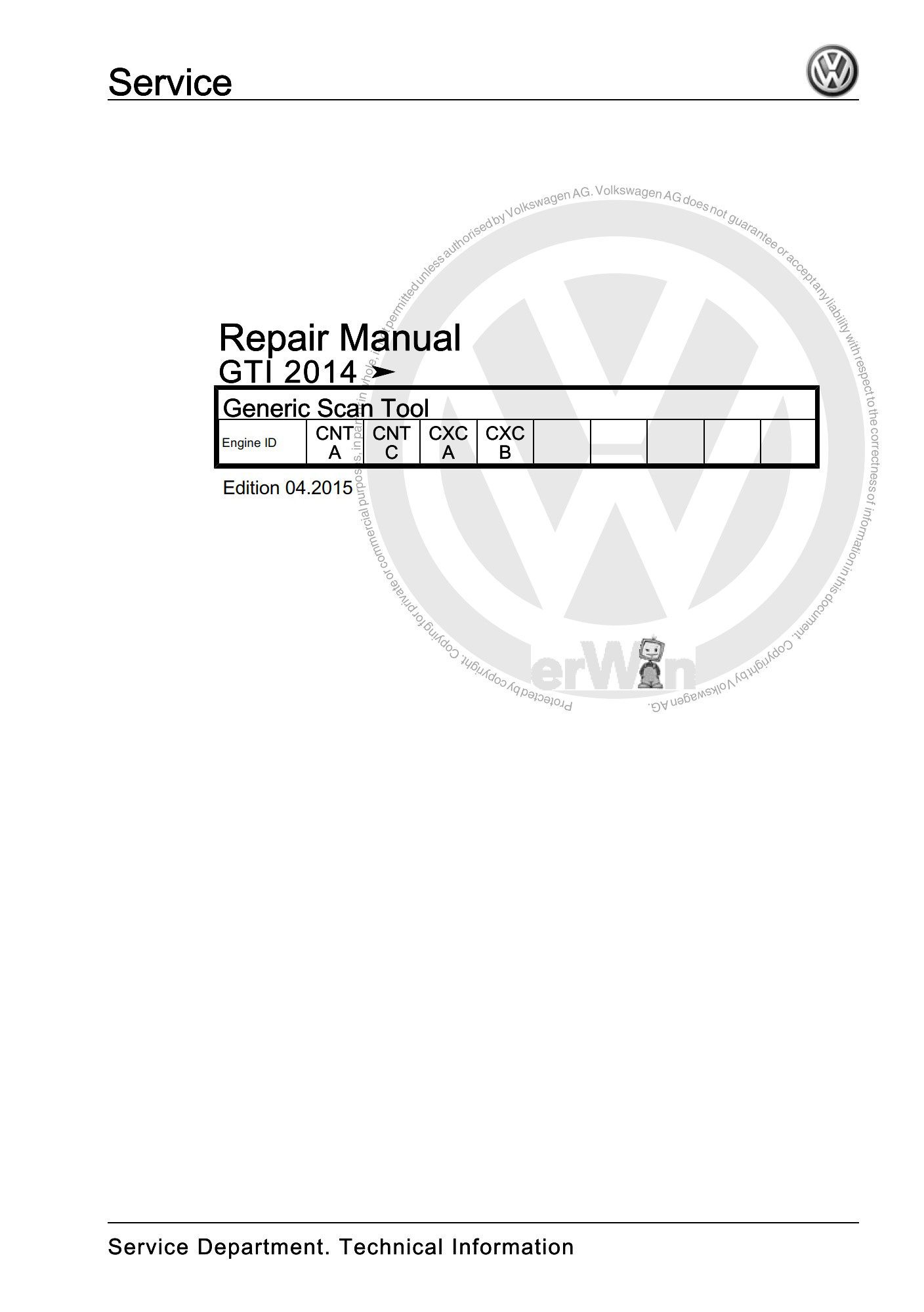 Volkswagen Golf GTI 2014 Repair Manual Generic Scan Tool