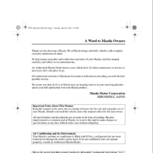 Mazda Miata 2002 Owner's Manual
