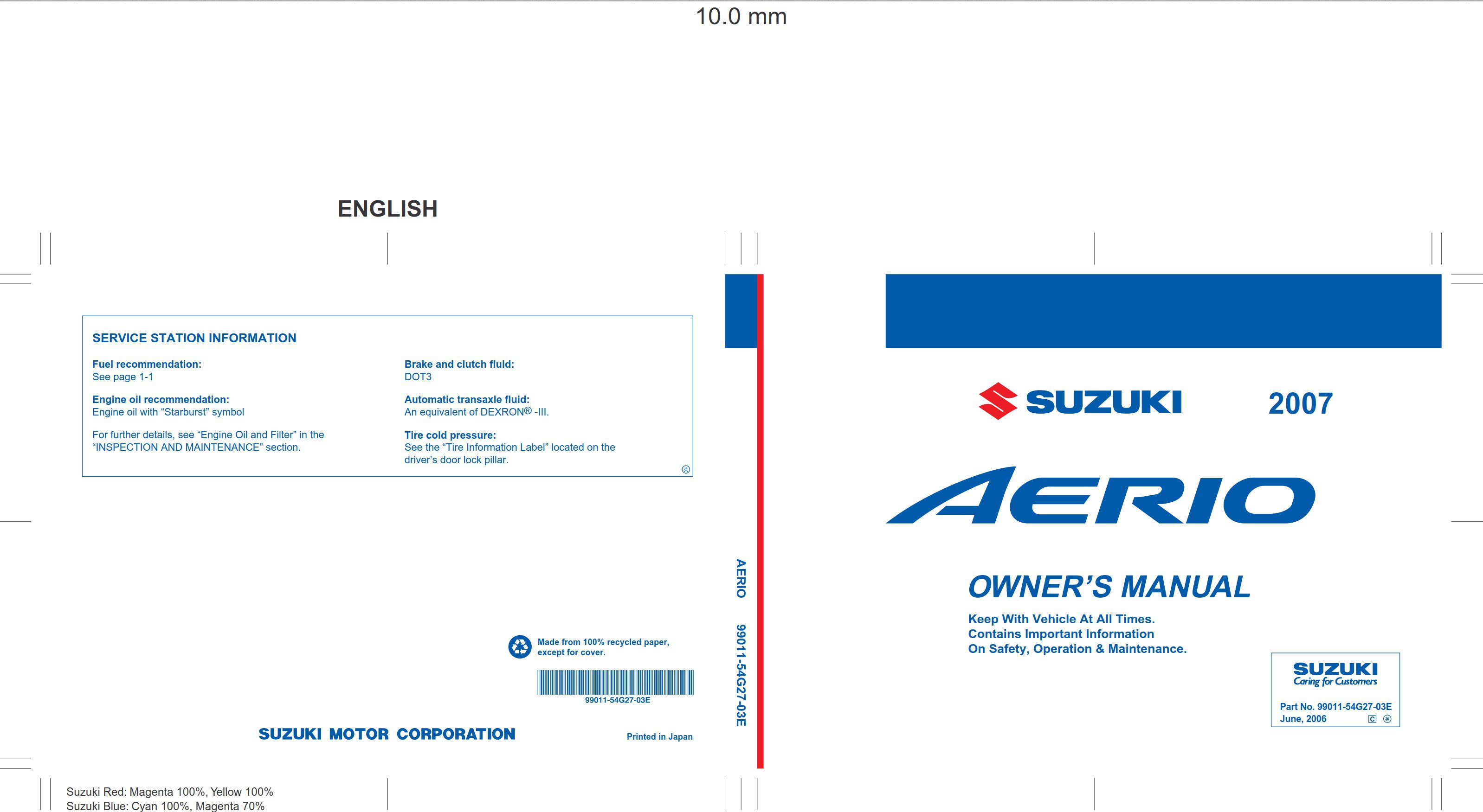 Suzuki Aerio 2007 Owner's Manual