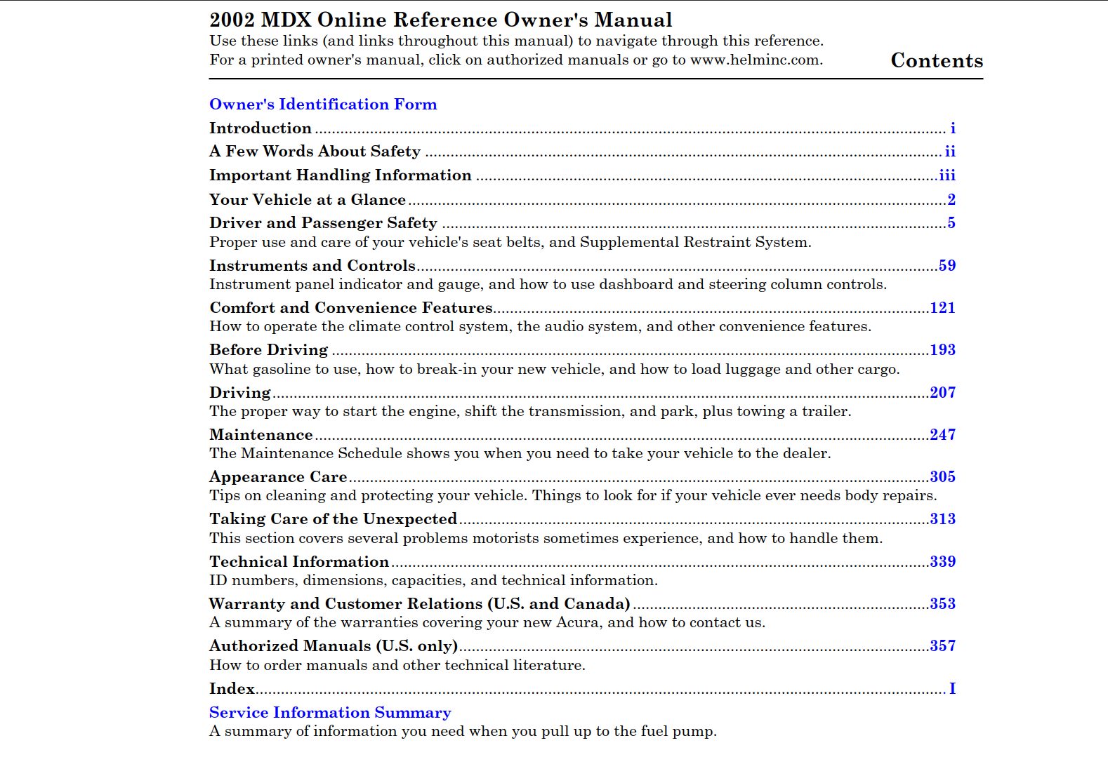 Acura MDX 2002 Owner’s Manual
