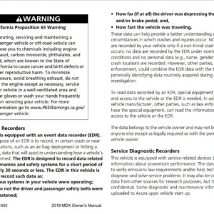 Acura MDX 2018 Owner’s Manual