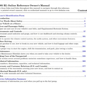 Acura RL 2005 Owner's Manual